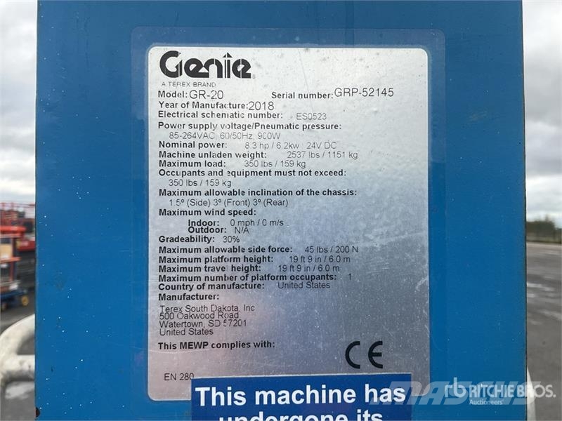 Genie GR-20 Vertical Mast Lift رافعات السارية الرأسية