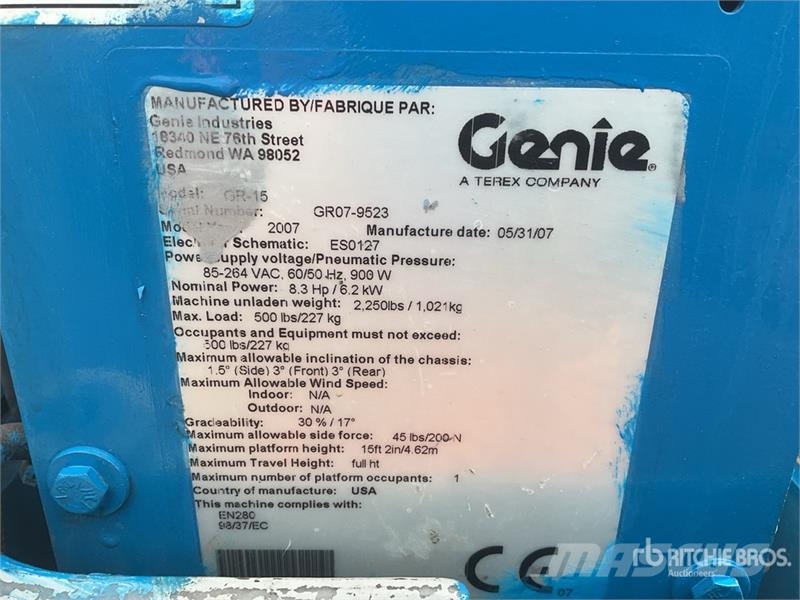 Genie GR15 Vertical Mast Lift رافعات السارية الرأسية