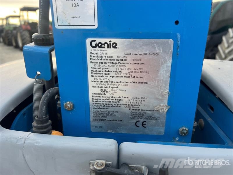 Genie GR15 Vertical Mast Lift Used Personnel lifts and access elevators