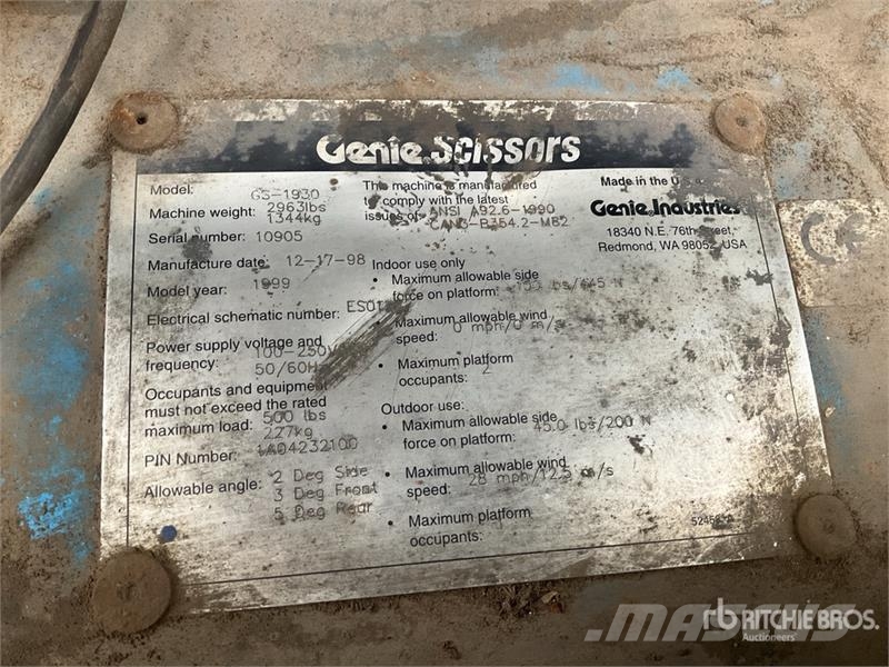 Genie GS-1930 Ollós emelők