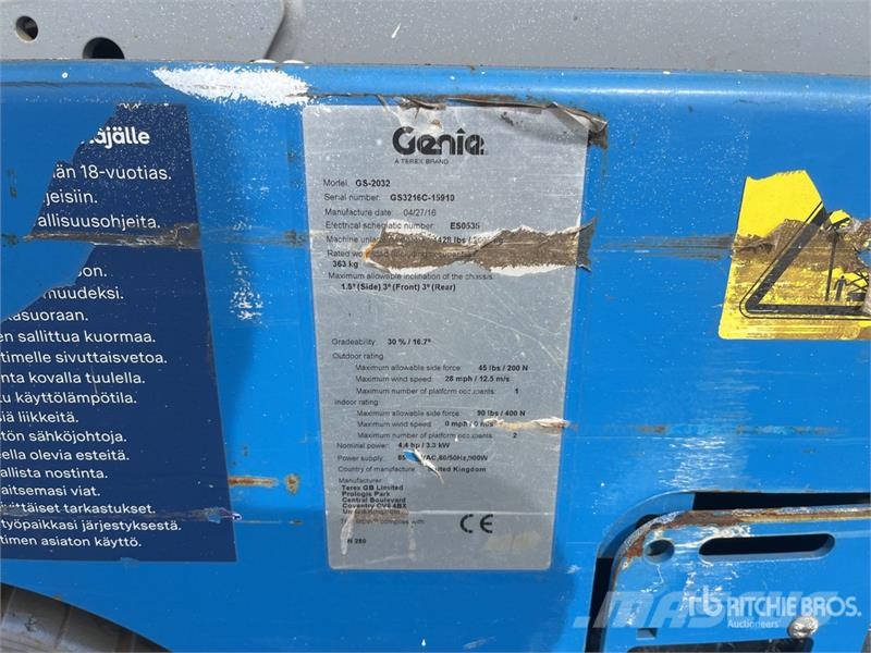 Genie GS2032 Electric Scissor Lift (Inoperable) Šķerveida pacēlāji