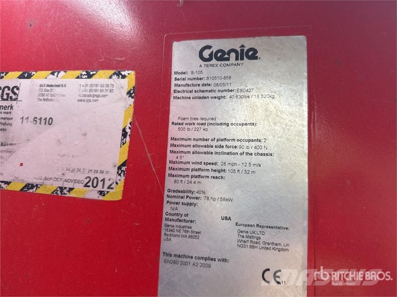 Genie S-105 4WD Diesel Nacelle Telescopique Telescopic B Teleskopske dvižne ploščadi