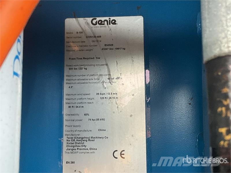 Genie S-125 4WD Diesel Telescopic Boom Lift Teleskopiskie pacēlāji
