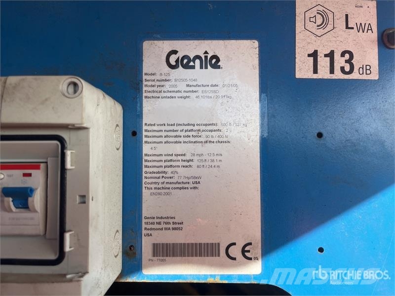 Genie S-125 4WD Diesel Telescopic Boom Lift Elevadores braços Telescópicos