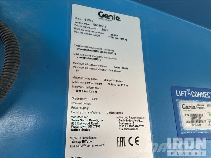 Genie S-60J 4WD Diesel Telescopic Boom Lift رافعات سلة تلسكوبية