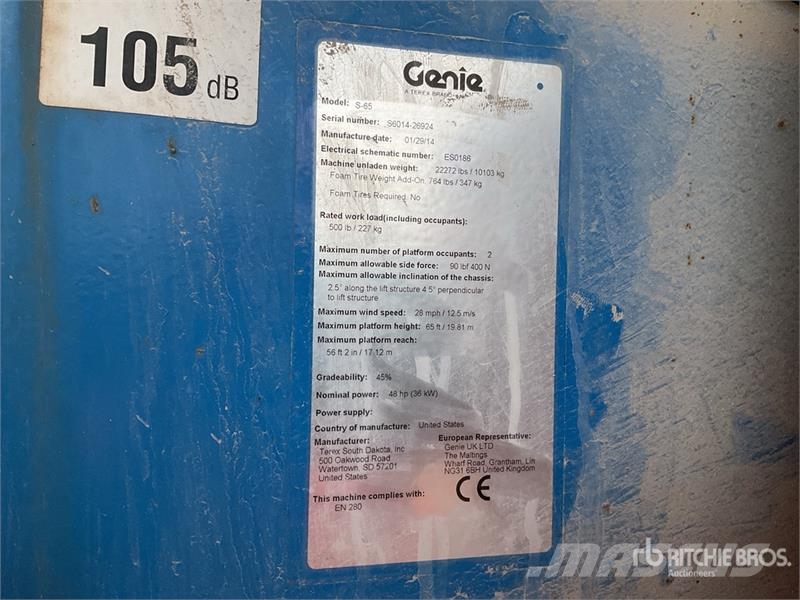 Genie S-65 رافعات سلة تلسكوبية