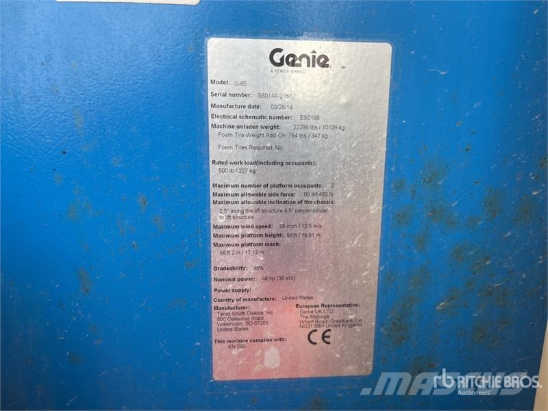 Genie S-65 4WD Diesel Telescopic Boom Lift Teleskopske dvižne ploščadi
