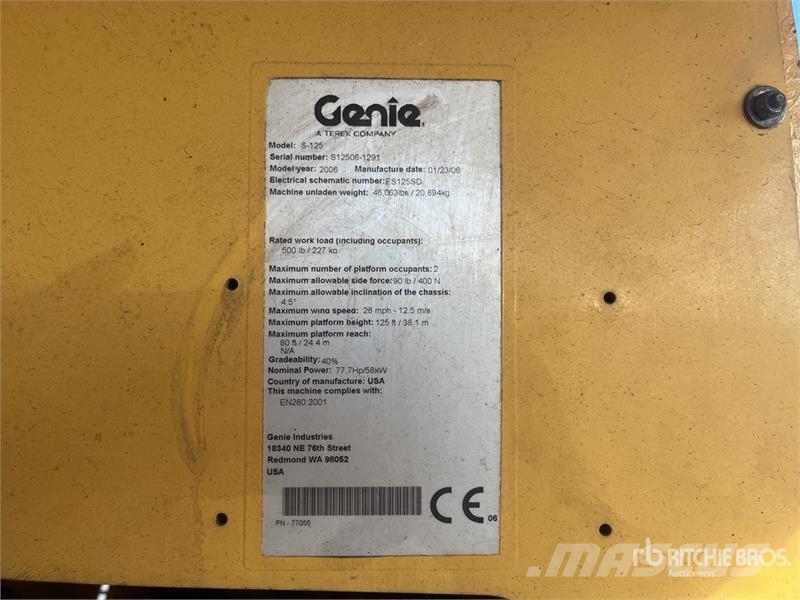 Genie S125 4WD Diesel Telescopic Boom Lift Telescoophoogwerkers