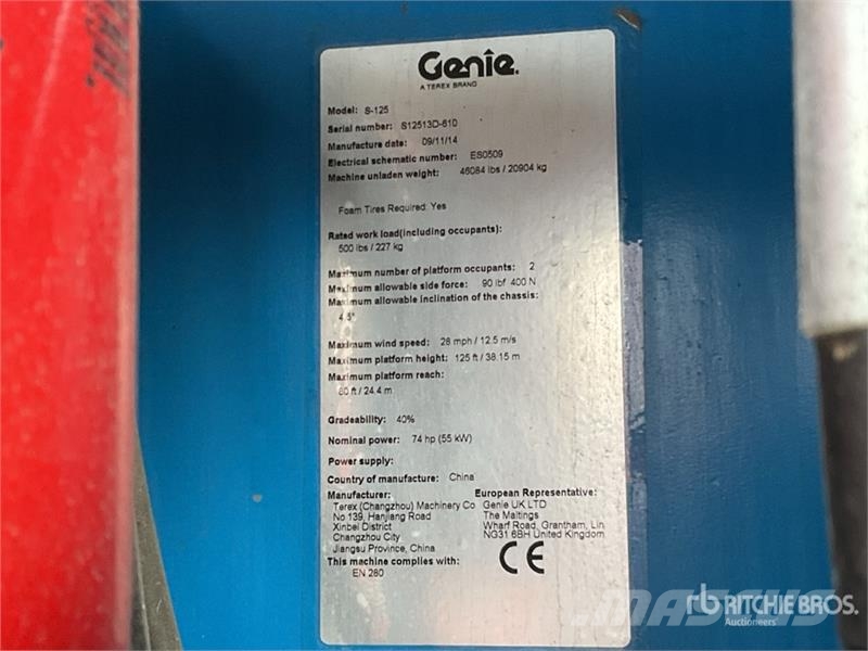 Genie S125 4WD Diesel Telescopic Boom Lift Nacelles télescopiques