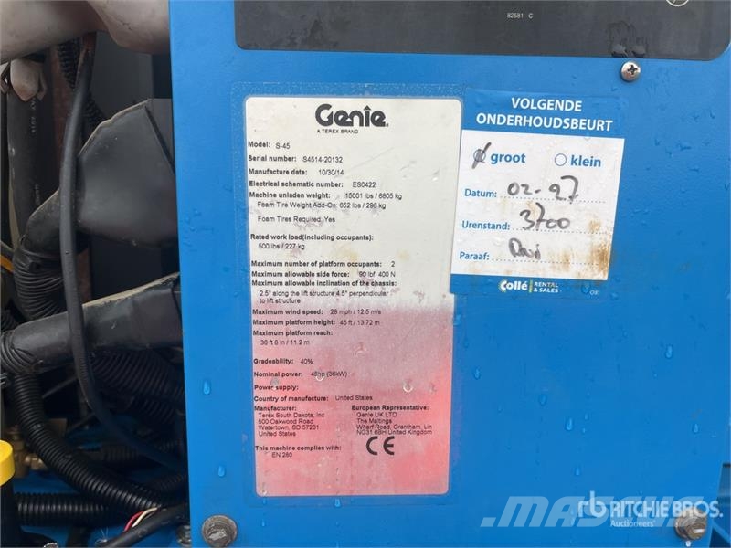 Genie S45 4WD Diesel Telescopic Boom Lift Teleskopske dvižne ploščadi
