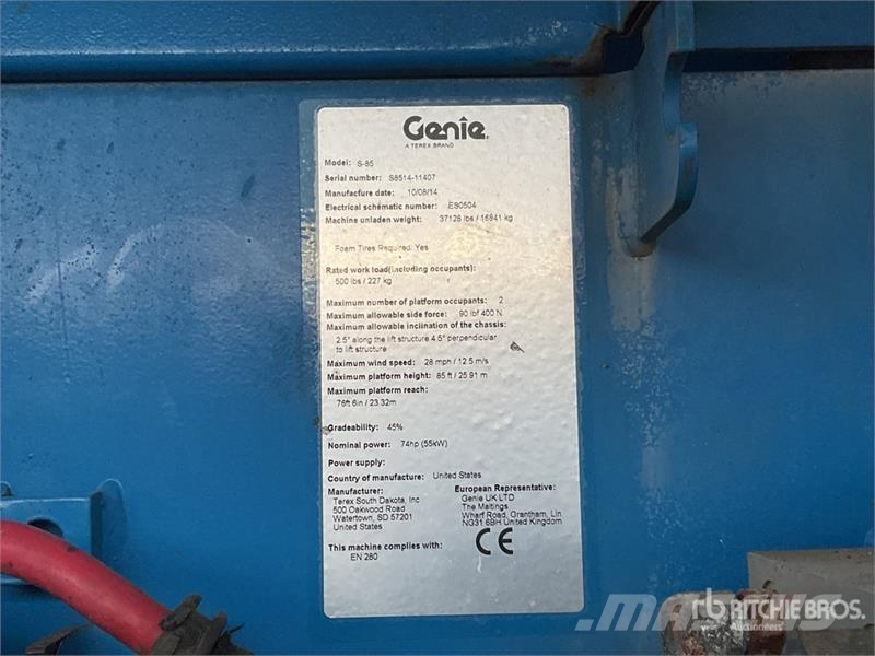 Genie S85 4WD Diesel Telescopic Boom Lift Plataformas elevatórias telescópicas