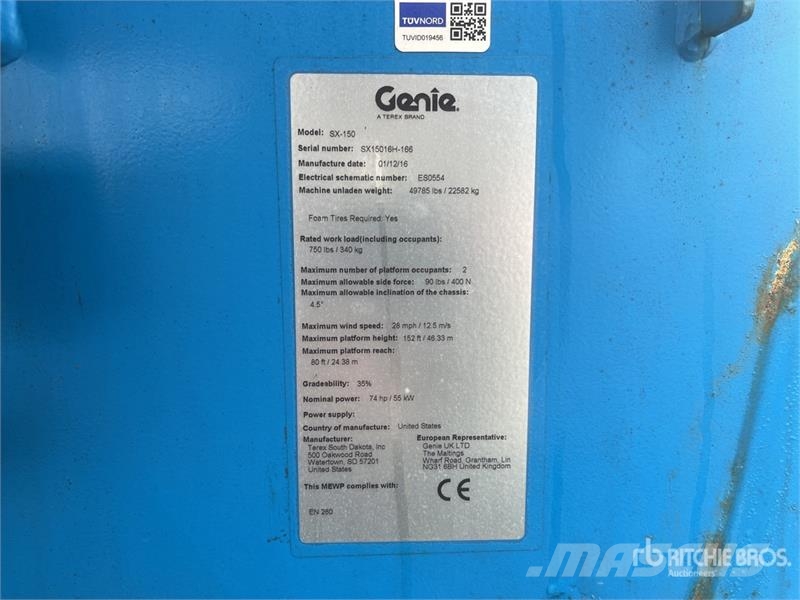 Genie SX-150 4WD Diesel Telescopic Boom Lift Teleskopik personel platformları