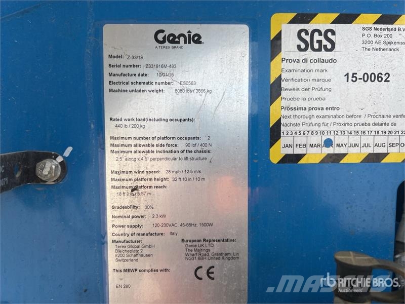Genie Z-33/18 2WD Electric Nacelle Articulee Articulatin Zglobne dvižne ploščadi