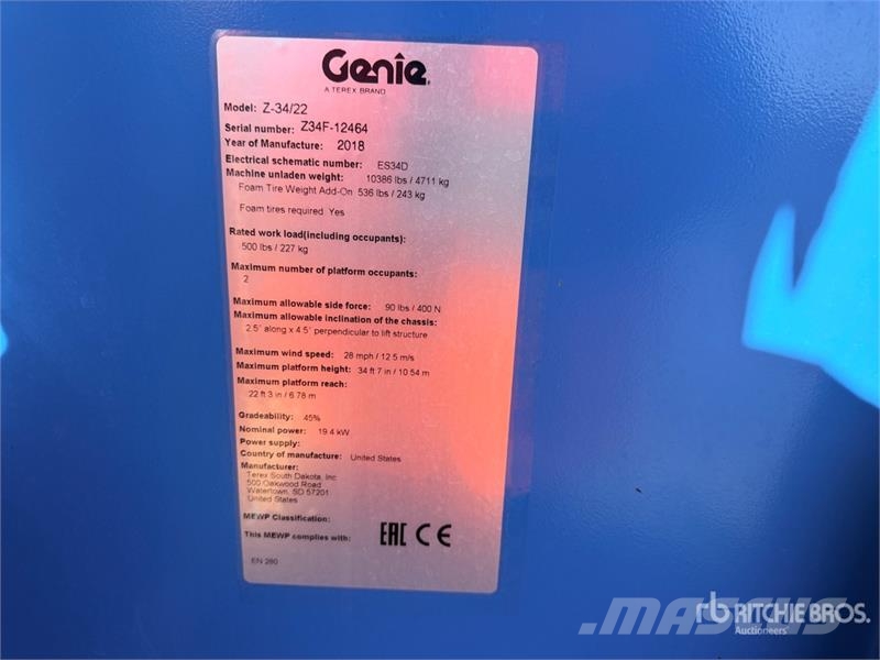 Genie Z-34/22 4WD Nacelle Articulee Articulating Boom Li Bomliftar