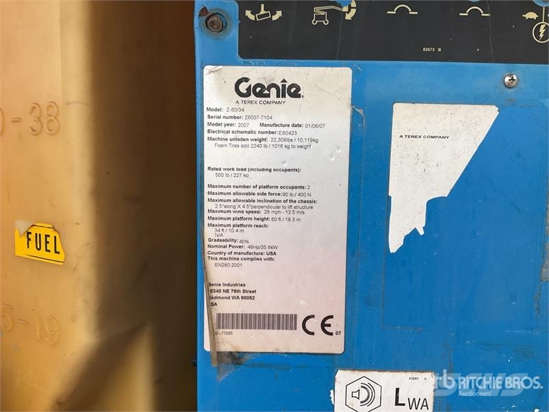 Genie Z-60/34-4WD 4WD Diesel Articulating Boom Lift Zglobne podizne platforme