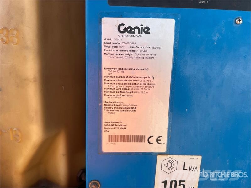Genie Z-60/34 Diesel Articulating Boom Lift Körüklü personel platformları