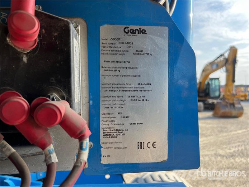 Genie Z-60/37 Electric Articulating Boom Lift Bomlifte med knækarm
