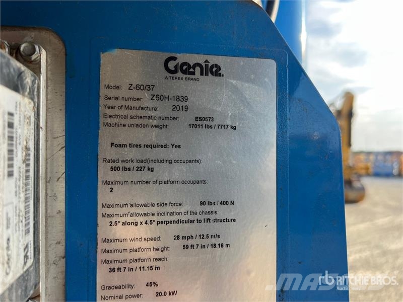 Genie Z-60/37 Electric Articulating Boom Lift Bomlifte med knækarm