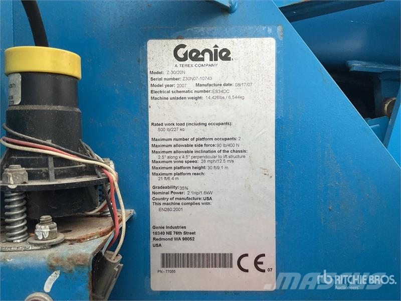 Genie Z30/20N 2WD Electric Articulating Boom Lift رافعات سلة مفصلية