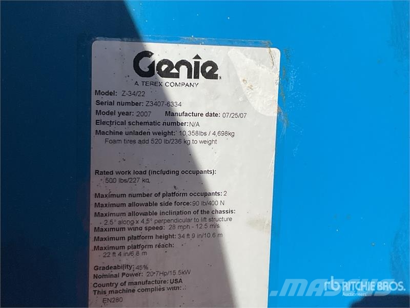 Genie Z34/22 4WD Diesel Articulating Boom Lift Articulated boom lifts