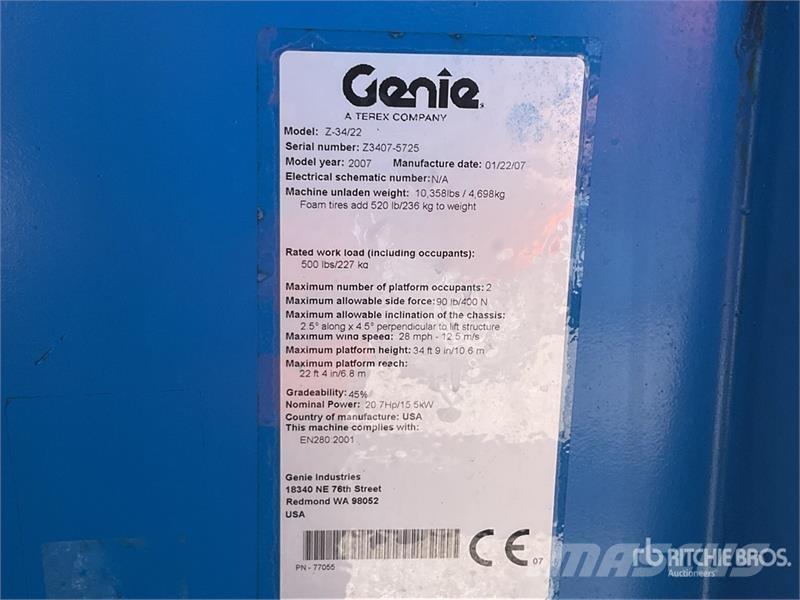 Genie Z34/22 4WD Diesel Articulating Boom Lift Articulated boom lifts