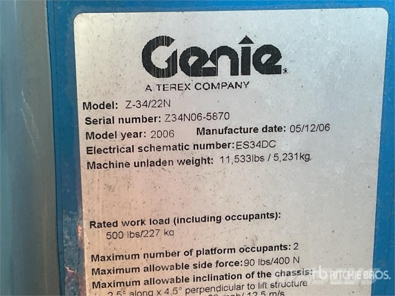 Genie Z34/22N 2WD Electric 12 mts Electric Articulating Articulated boom lifts