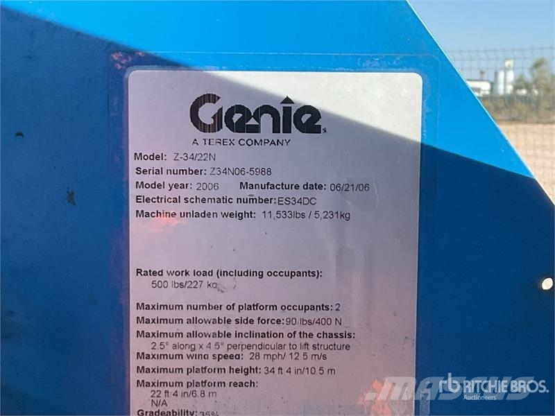 Genie Z34/22N 2WD Electric 12 mts Electric Articulating Articulated boom lifts