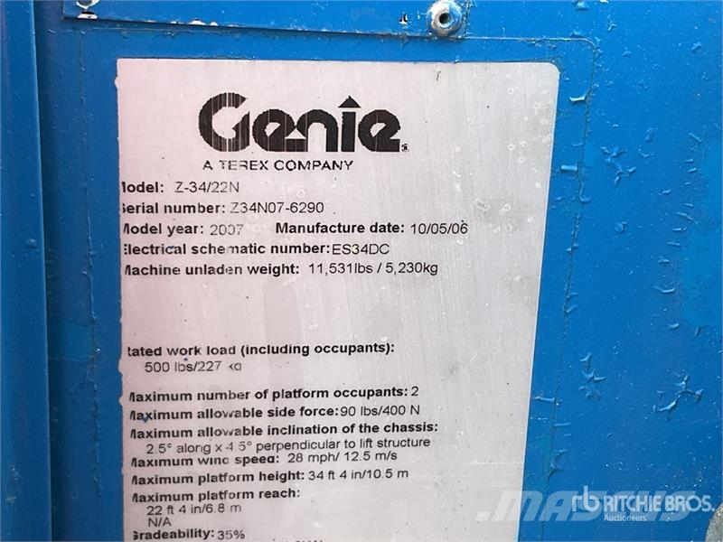 Genie Z34/22N 2WD Electric Articulating Boom Lift Articulated boom lifts
