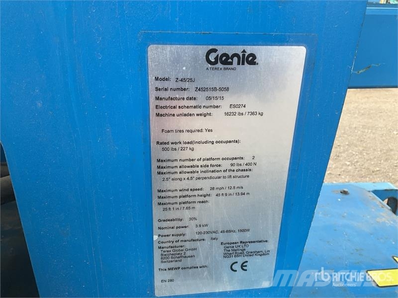Genie Z45/25 2WD Electric Articulating Boom Lift Elevadores braços articulados