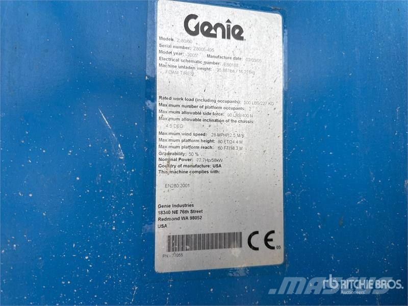 Genie Z80/60 Articulating Boom Lift Gelenkteleskoparbeitsbühnen