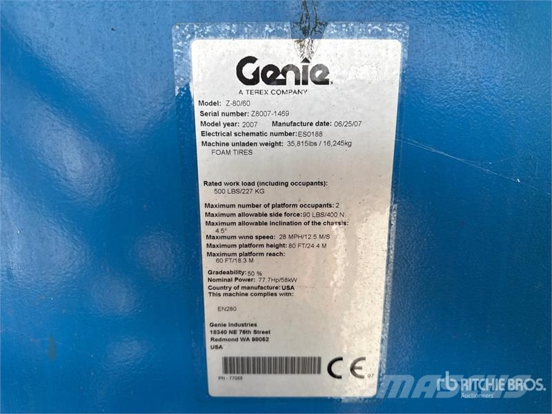 Genie Z80/60 Articulating Boom Lift Karos emelők