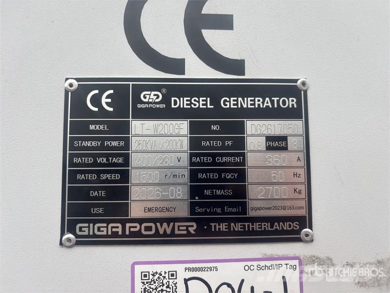 Giga Power LT-W200GF 250 KVA Generator Set (Unused) Diesel Generators