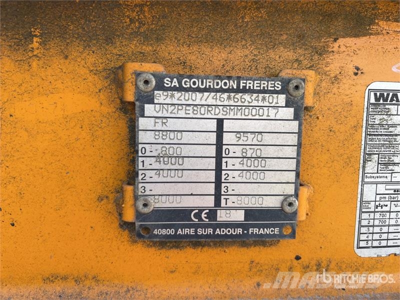 Gourdon PE80 T/A Remorque Plateau 2 Essieux Flatbed Traile Vlakke laadvloer