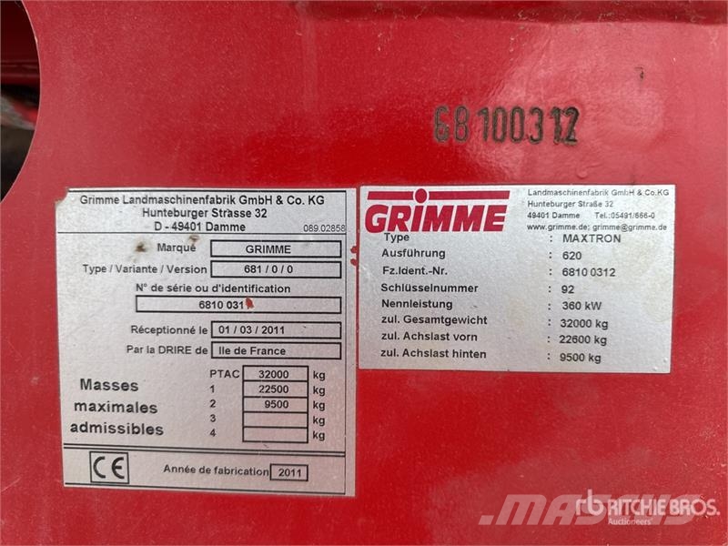 Grimme Maxtron 620 Self-Propelled 6 Row Sugar Beet Harves Žemės ūkis - Kita