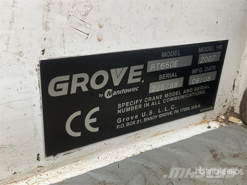 Grove RT650E Celtņi nelīdzenām virsmām