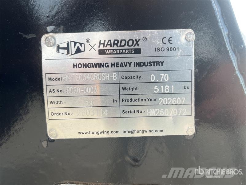 H&W BKT2034CRUSH-B 850 mm crushing bucket 34 in Excava Kašike / Korpe