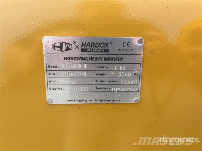 H&W BKT336D60HD 1600 mm Digging 60 in Excavator Bucket Kašike / Korpe