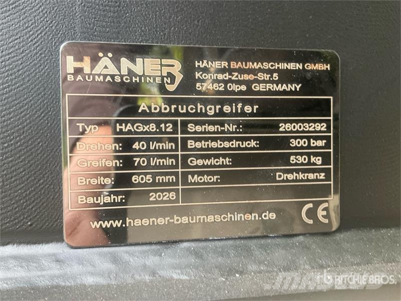  Haener HAGx8.12A Hydraulic Rotating Excavator Grap خطاطيف