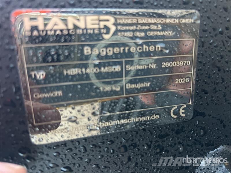 Haener HBR1400-MS08 1400 mm Lifting Excavator Rake Граблі і сінозворушувачі