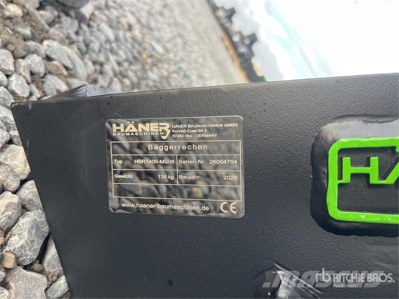  Haener HBR1400-MS08 Q/C Lifting Excavator Rake (Un مكابس وميبسات التبن