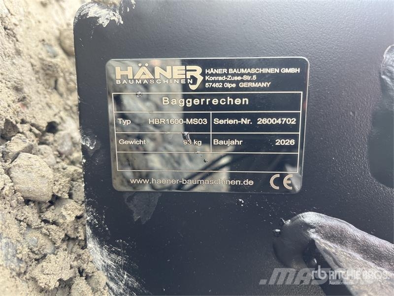  Haener HBR1600-MS03 1600 mm Q/C Excavator Rake (Un Schudders