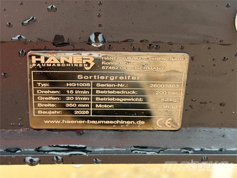  Haener HG100S Sorting Excavator Grapple (Unused) Garras