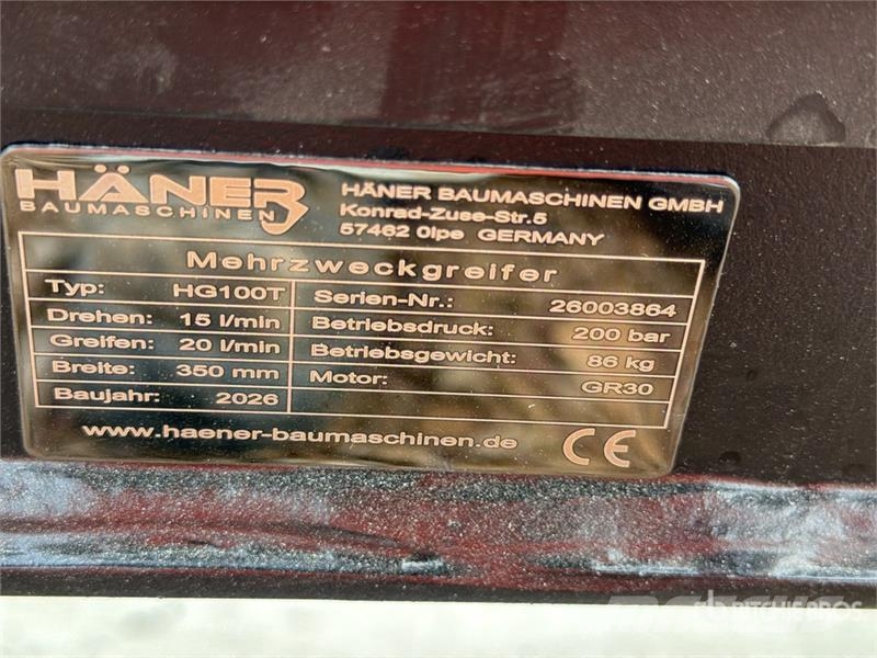  Haener HG100T Excavator Grapple (Unused) خطاطيف