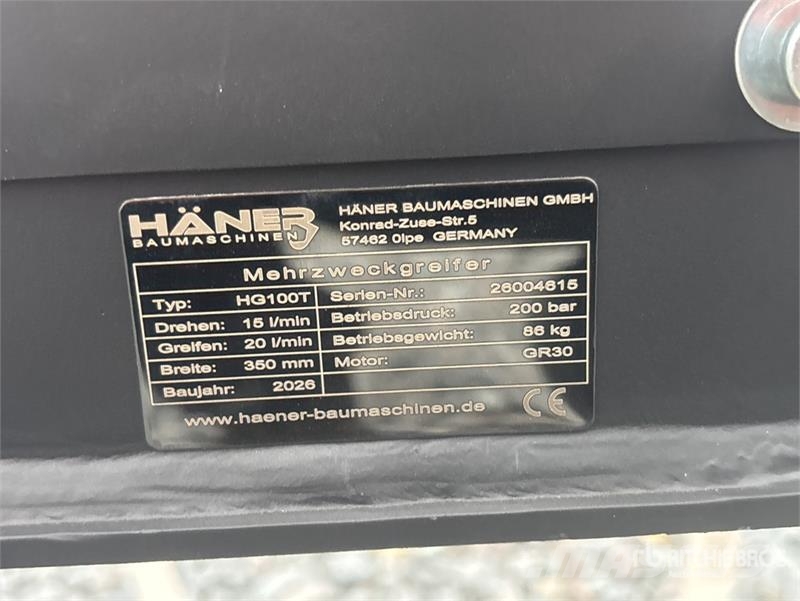 Haener HG100T Excavator Grapple (Unused) Pašgrābji