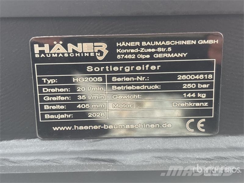 Haener HG200S Rotating Excavator Grapple (Unused) Grijpers