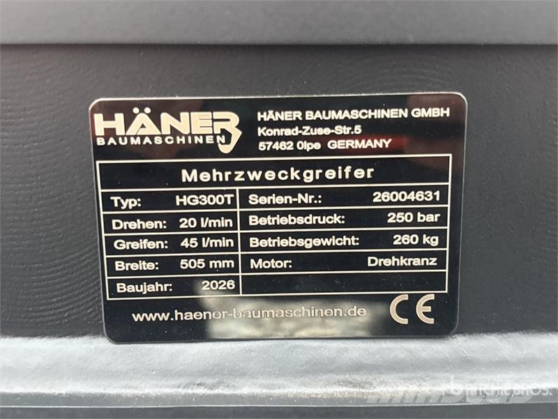  Haener HG300T Rotating Excavator Grapple (Unused) Pašgrābji