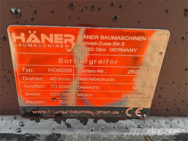  Haener HG600S Rotating Sorting Excavator Grapple ( Garras