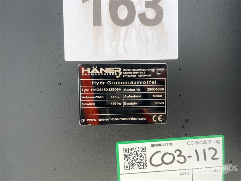 Haener HHG5180-MS08A 1600 mm Q/C Hydraulic Tilting دلاء