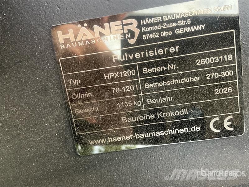  Haener HPX1200 Hydraulic Rotating Demolition Pulve Crushers