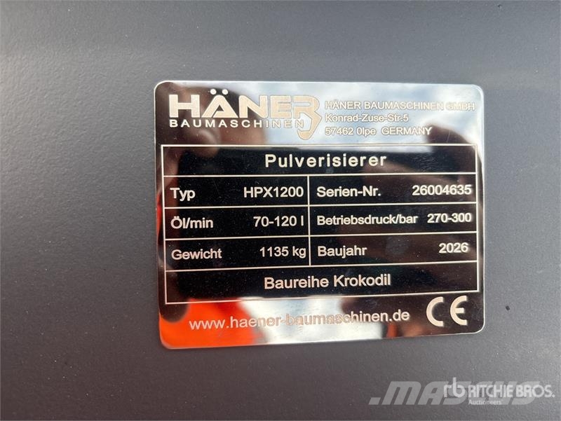 Haener HPX1200 Rotating Demolition Pulverizer (Unu Trituradoras